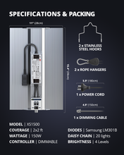 Load image into Gallery viewer, ViparSpectra® XS1500 Full Spectrum 150W Dimmable  Daisy Chain Led Grow Light Built with Samsung LM301B Diodes &amp; Mean Well Driver
